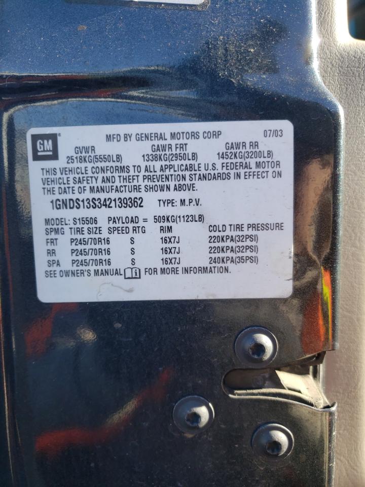 2004 Chevrolet Trailblazer Ls VIN: 1GNDS13S342139362 Lot: 83651724