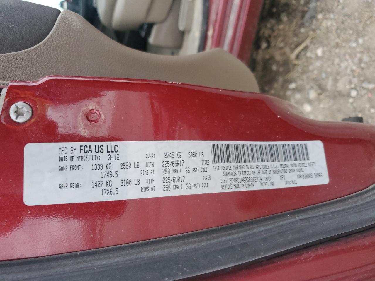 2016 Chrysler Town & Country Lx VIN: 2C4RC1AG2GR302714 Lot: 85469514