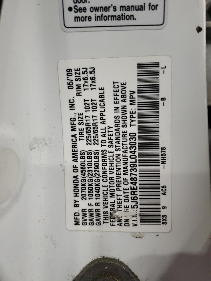 2009 Honda Cr-V Exl VIN: 5J6RE48739L043030 Lot: 84700944