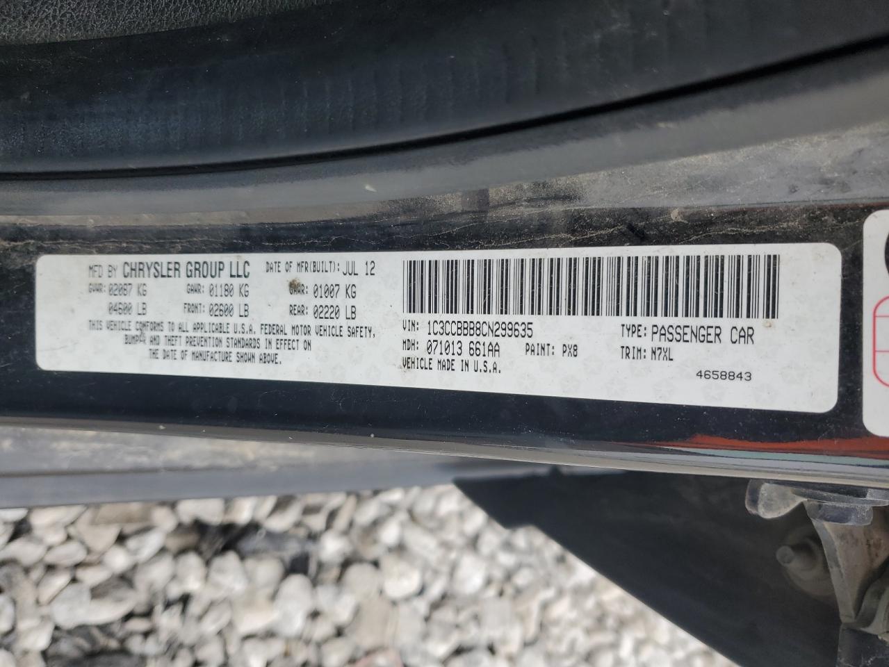 2012 Chrysler 200 Touring VIN: 1C3CCBBB8CN299635 Lot: 83057334