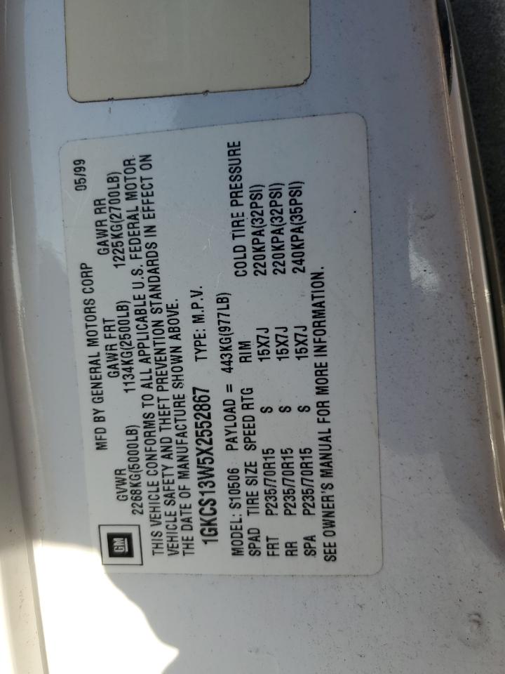 1999 GMC Jimmy VIN: 1GKCS13W5X2552867 Lot: 85595624