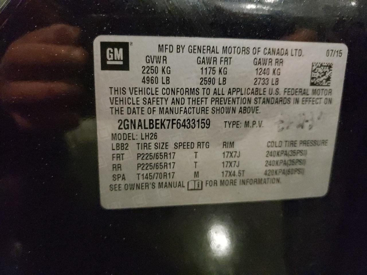 VIN 2GNALBEK7F6433159 2015 CHEVROLET EQUINOX no.13