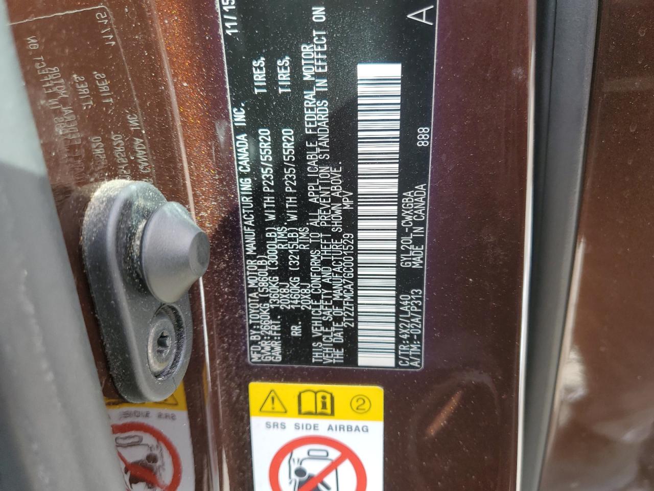 2016 Lexus Rx 450H VIN: 2T2ZFMCA7GC001529 Lot: 86683444