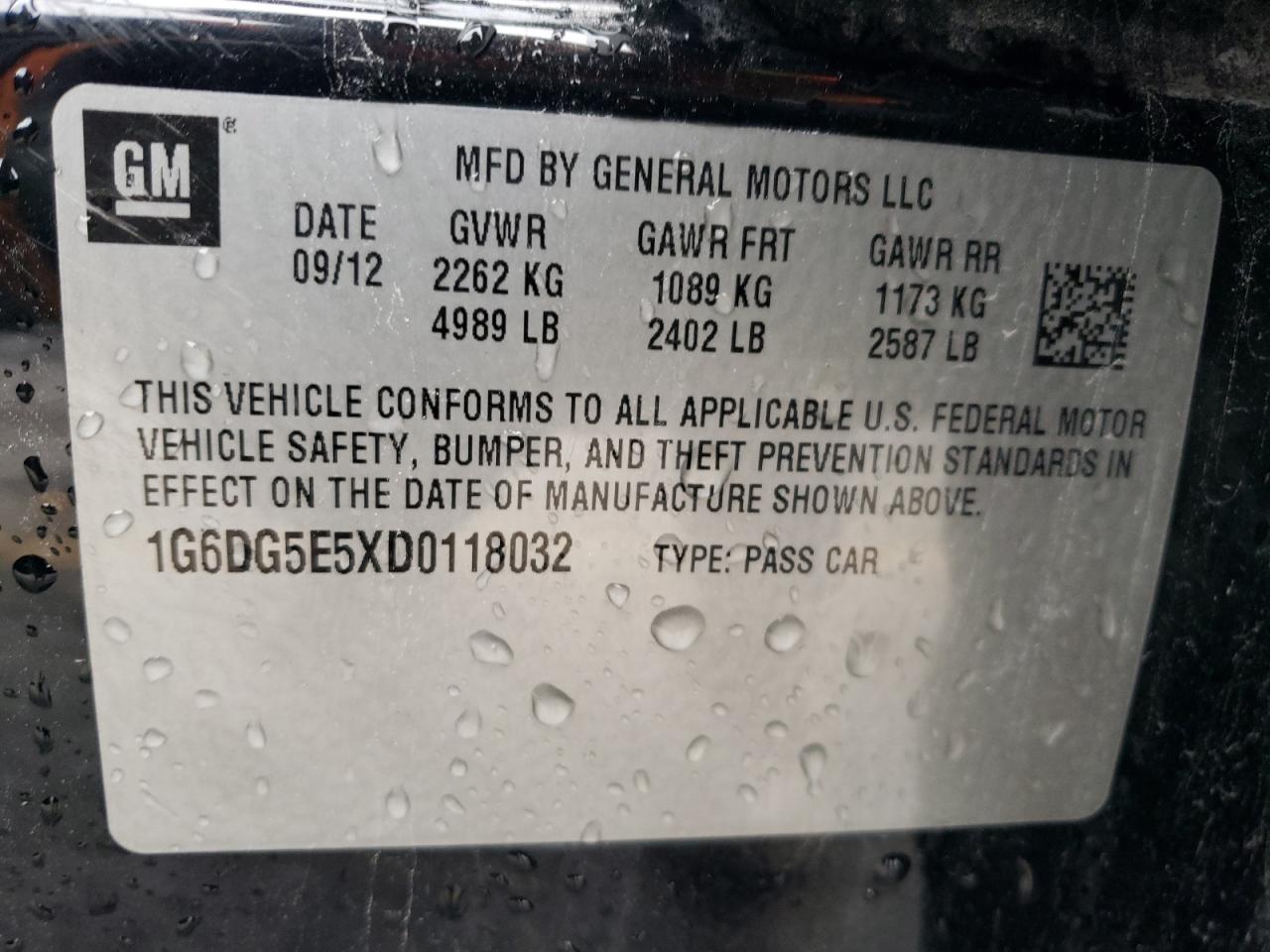 2013 Cadillac Cts Luxury Collection VIN: 1G6DG5E5XD0118032 Lot: 81675764