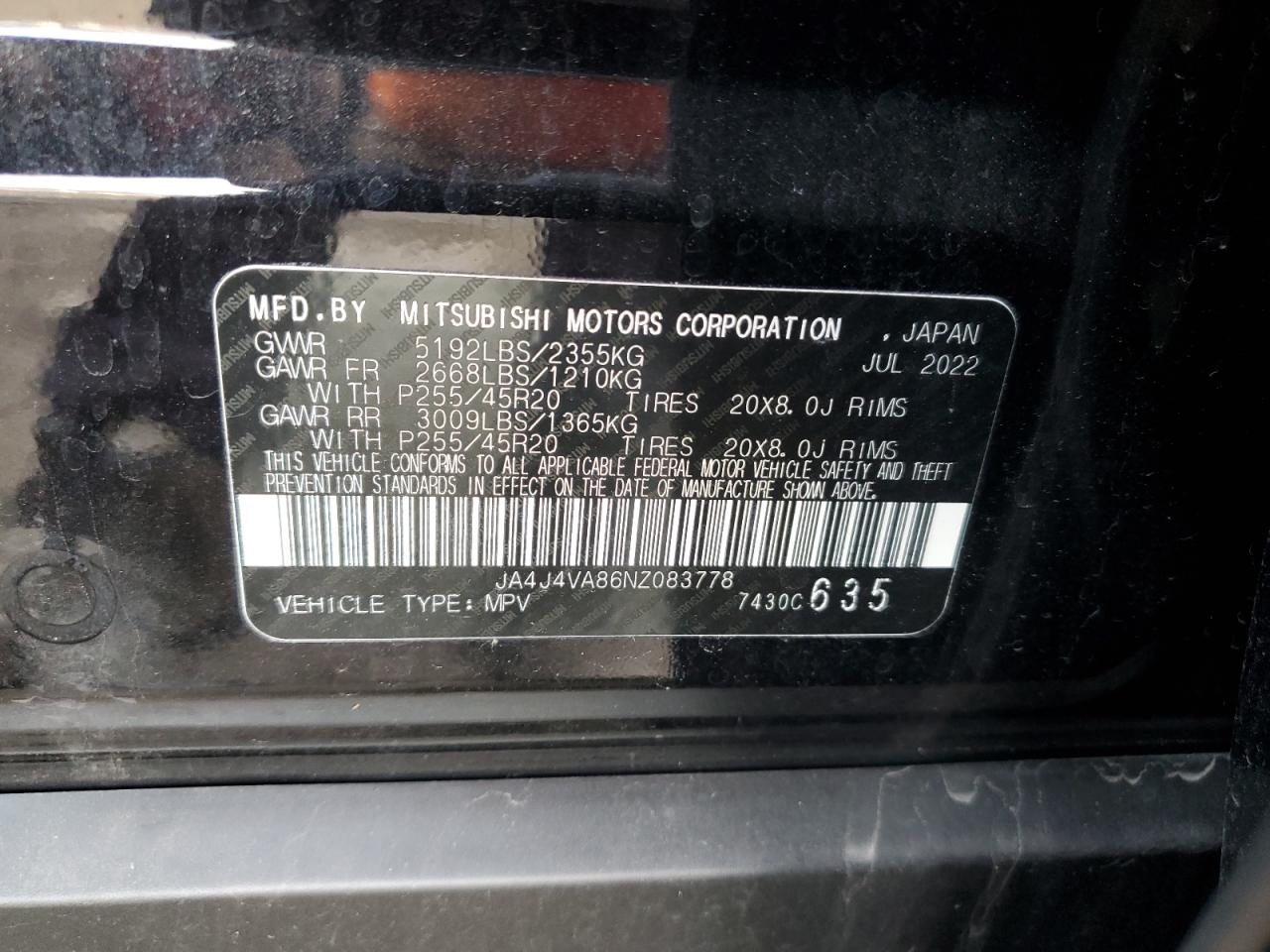 JA4J4VA86NZ083778 2022 MITSUBISHI OUTLANDER - Image 16