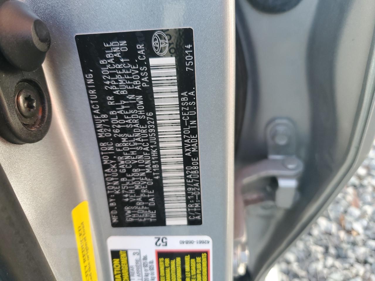 4T1B11HK1JU593276 2018 TOYOTA CAMRY - Image 13