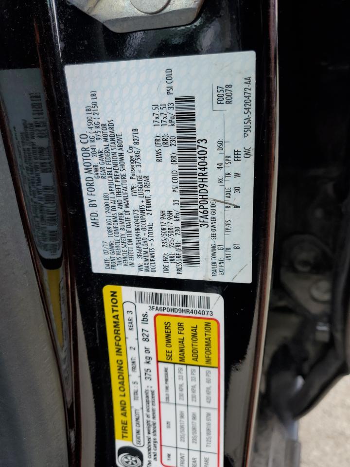 VIN 3FA6P0HD9HR404073 2017 FORD FUSION no.12