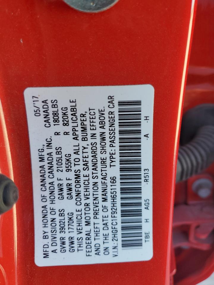 2HGFC1F92HH651166 2017 HONDA CIVIC - Image 14