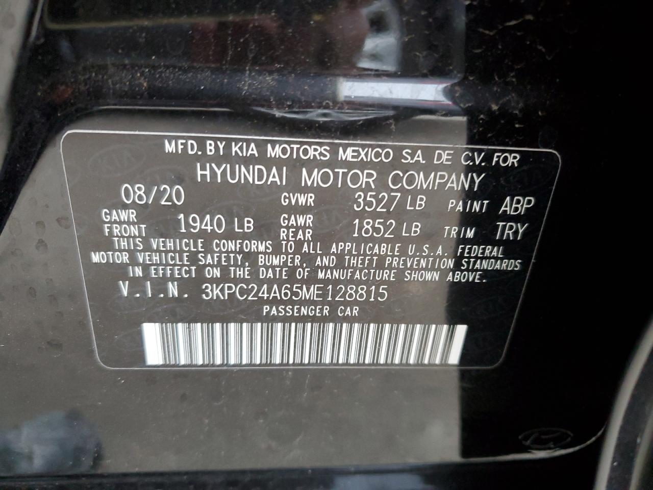 2021 Hyundai Accent Se VIN: 3KPC24A65ME128815 Lot: 81166394