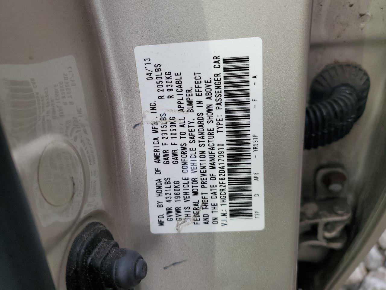 VIN 1HGCR2F82DA170910 2013 HONDA ACCORD no.13