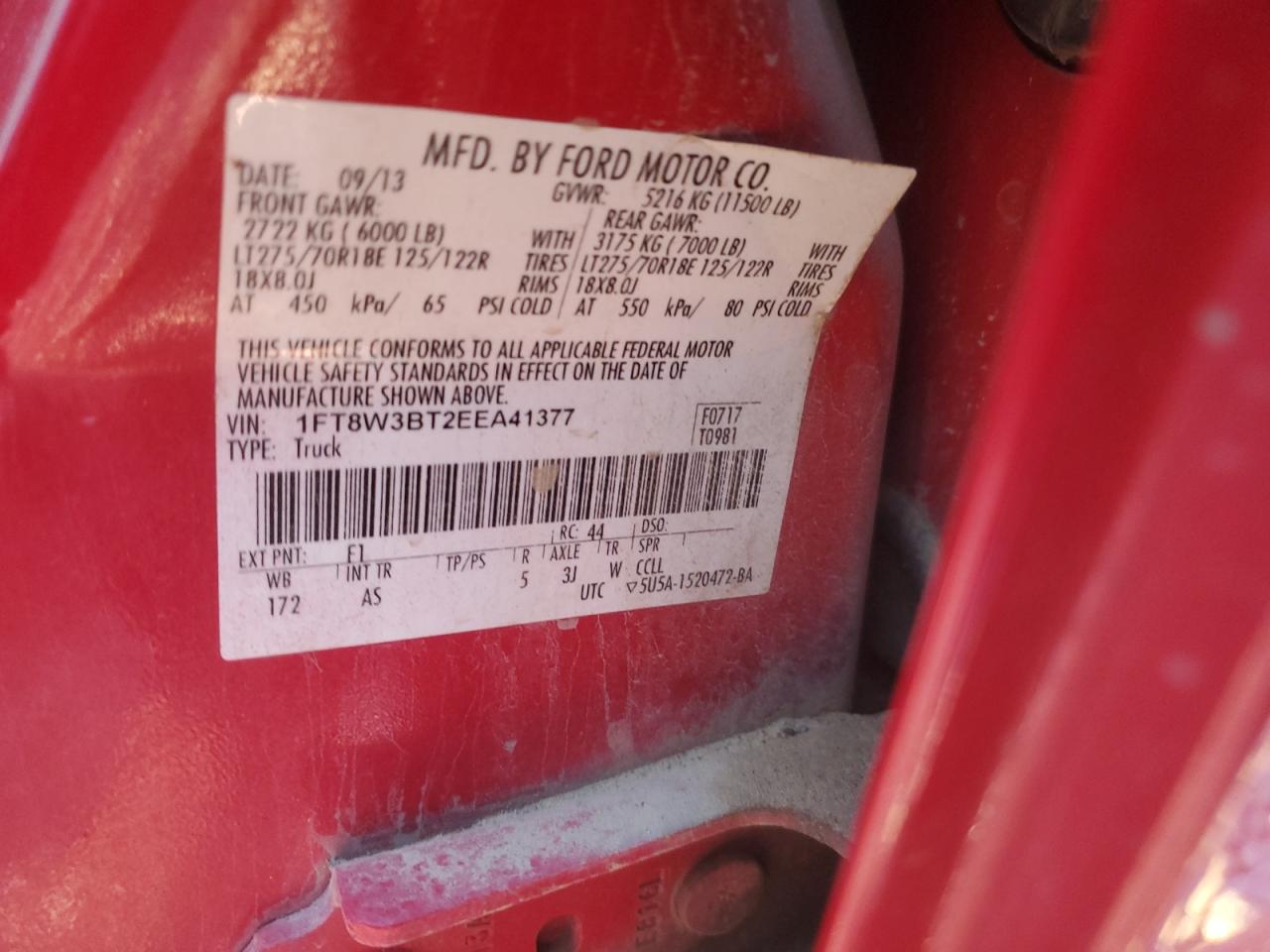 VIN 1FT8W3BT2EEA41377 2014 FORD F350 no.12