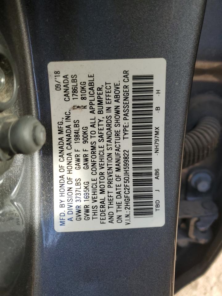 VIN 2HGFC2F50JH599822 2018 HONDA CIVIC no.12