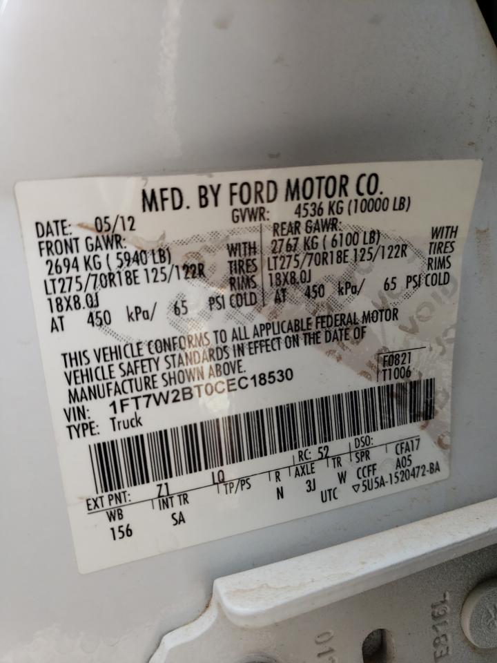 2012 Ford F250 Super Duty VIN: 1FT7W2BT0CEC18530 Lot: 86205324