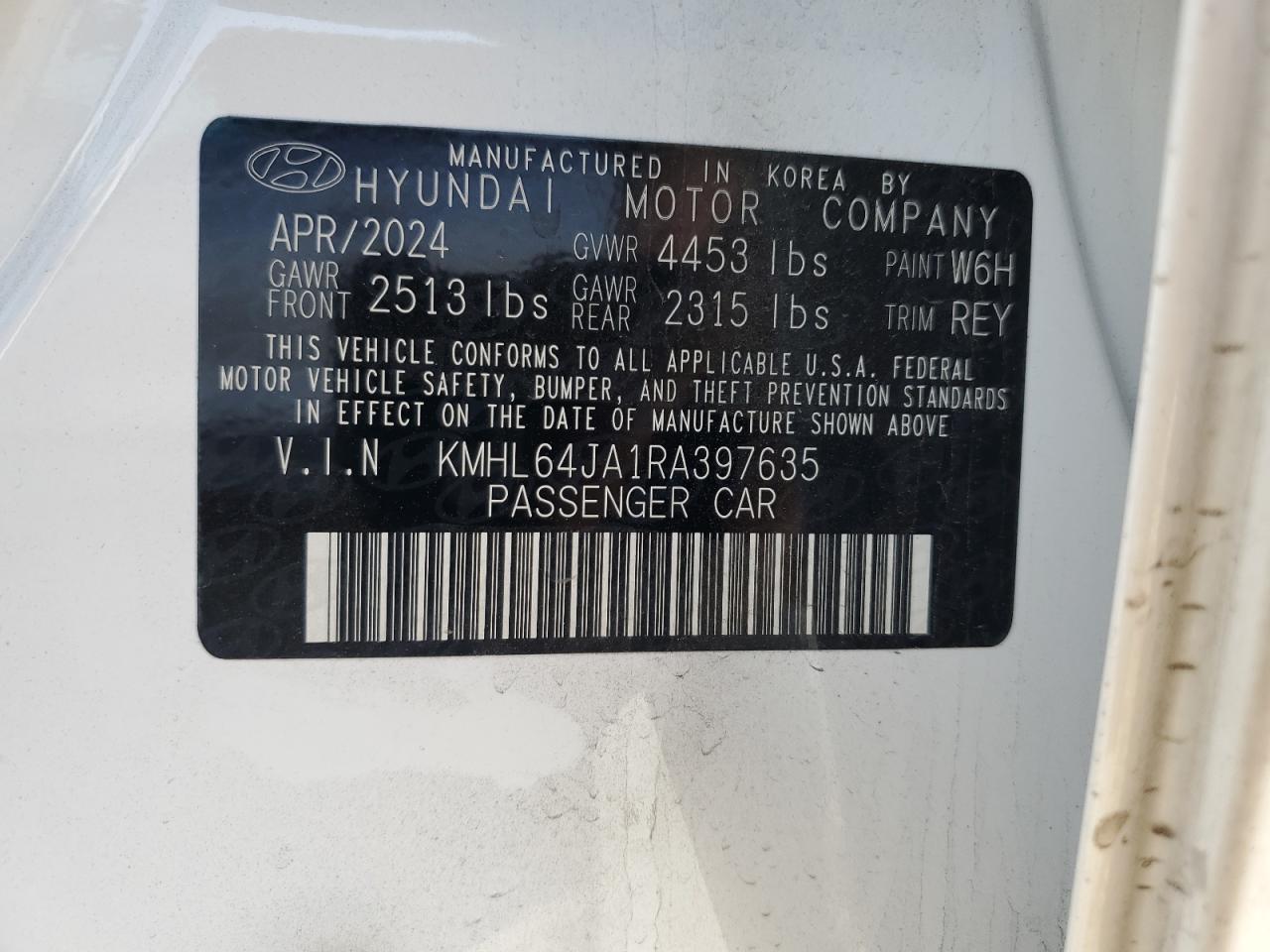 VIN KMHL64JA1RA397635 2024 HYUNDAI SONATA no.12