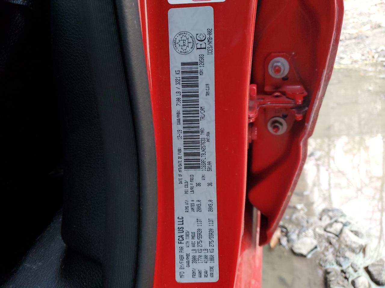 2020 Ram 1500 Rebel VIN: 1C6SRFLT9LN257633 Lot: 85899184