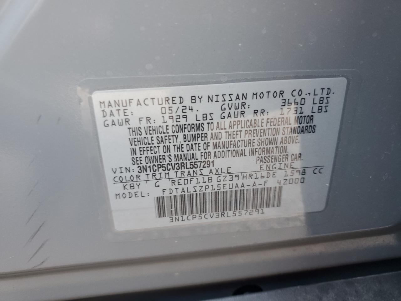 VIN 3N1CP5CV3RL557291 2024 NISSAN KICKS no.13