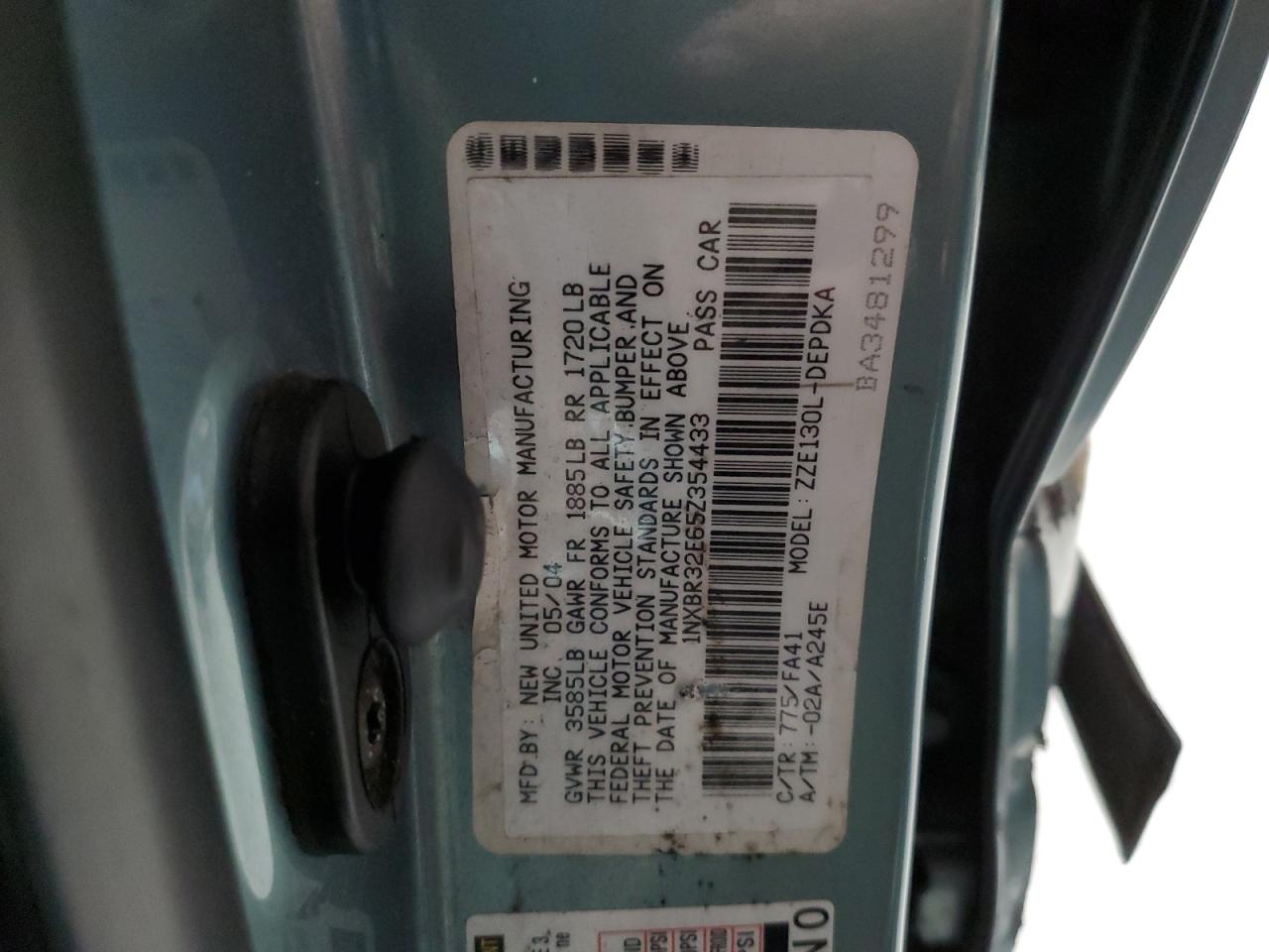 2005 Toyota Corolla Ce VIN: 1NXBR32E65Z354433 Lot: 84788884