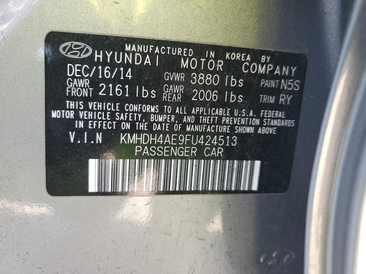 VIN KMHDH4AE9FU424513 2015 HYUNDAI ELANTRA no.13