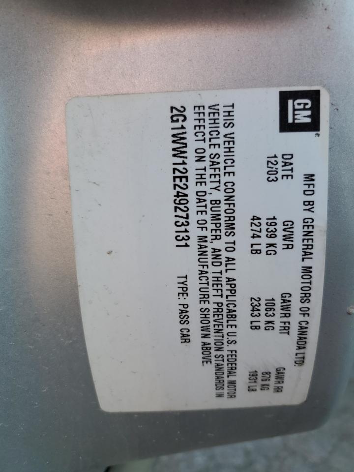 2004 Chevrolet Monte Carlo Ls VIN: 2G1WW12E249273131 Lot: 84554364