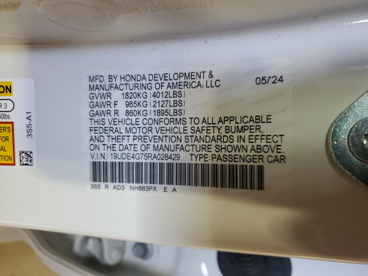 2024 Acura Integra A-Spec Tech VIN: 19UDE4G75RA028429 Lot: 87105864