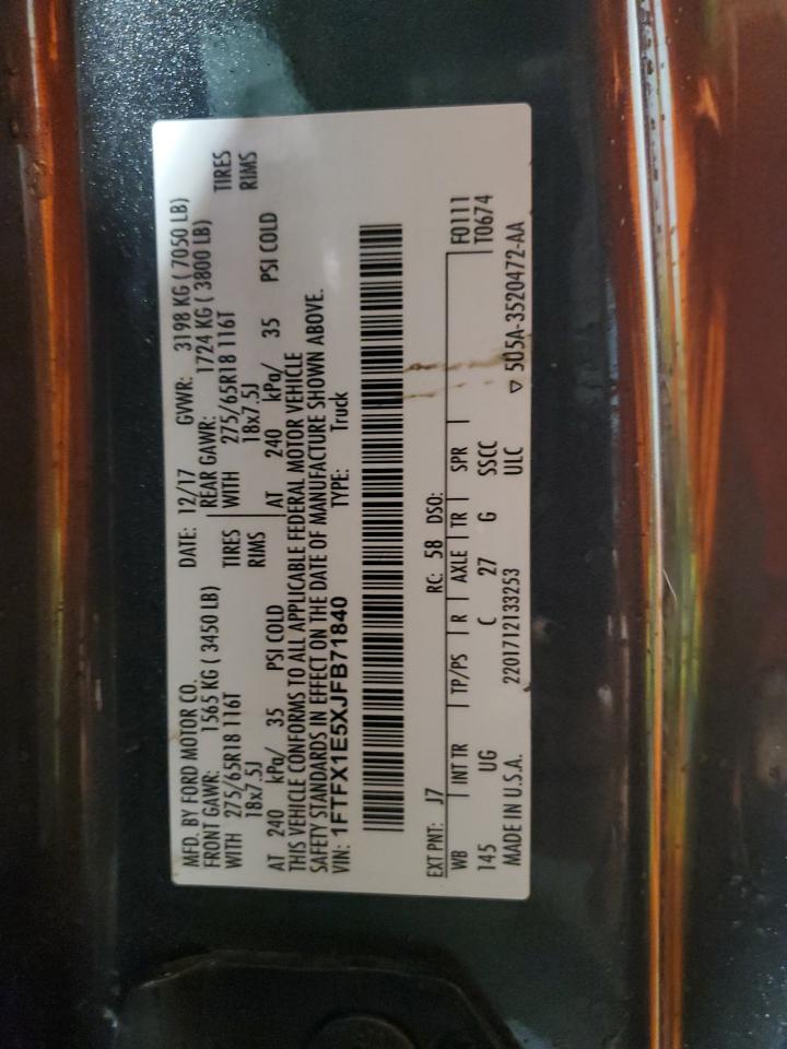 2018 Ford F150 Super Cab VIN: 1FTFX1E5XJFB71840 Lot: 86365084