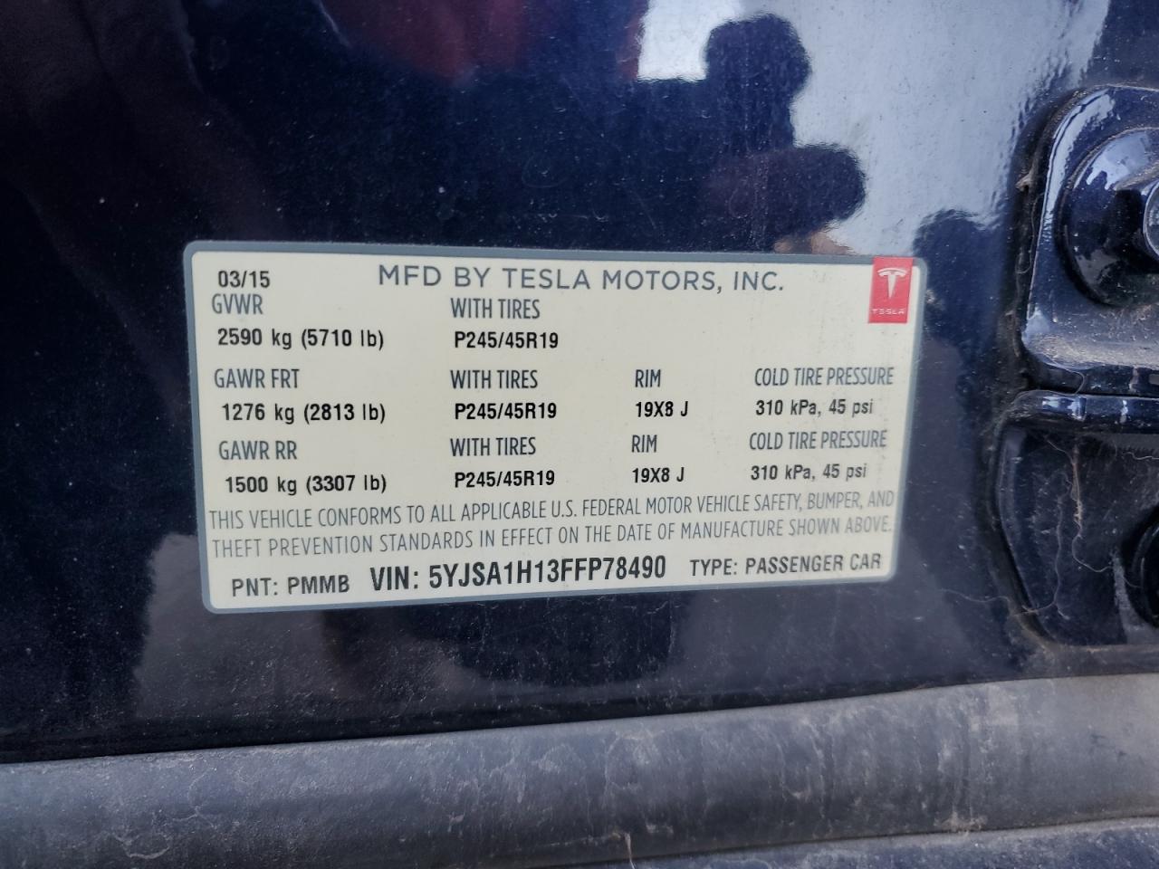 VIN 5YJSA1H13FFP78490 2015 TESLA MODEL S no.12