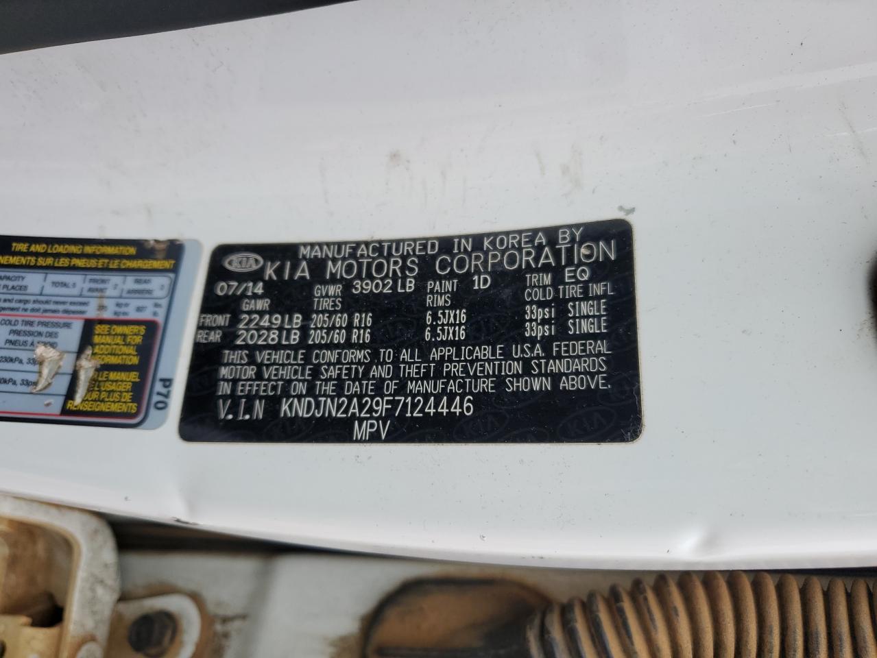 VIN KNDJN2A29F7124446 2015 KIA SOUL no.13