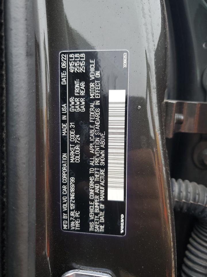 7JRL12FZ1NG189799 2022 VOLVO S60 - Image 12