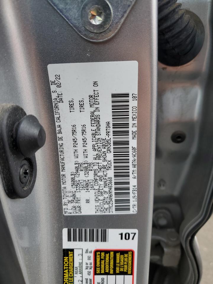 VIN 3TMCZ5AN6NM483668 2022 TOYOTA TACOMA no.12