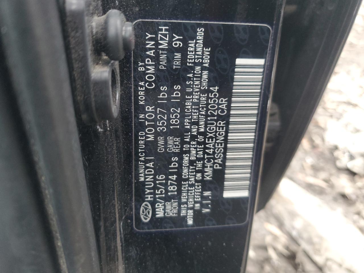 2016 Hyundai Accent Se VIN: KMHCT4AEXGU120554 Lot: 86722074