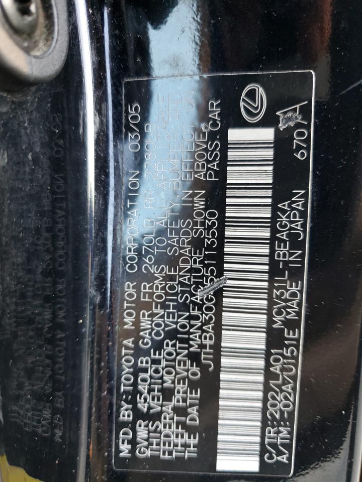 2005 Lexus Es 330 VIN: JTHBA30G455113530 Lot: 83697874