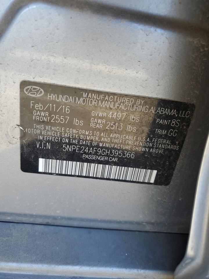 2016 Hyundai Sonata Se VIN: 5NPE24AF9GH395366 Lot: 83461874