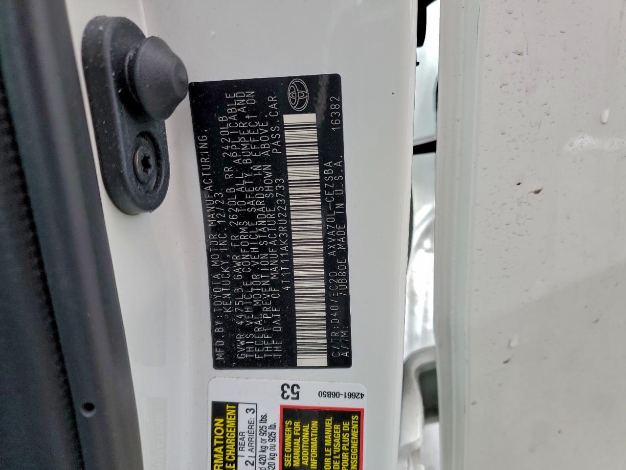 2024 Toyota Camry Se Night Shade VIN: 4T1T11AK3RU223733 Lot: 94994115