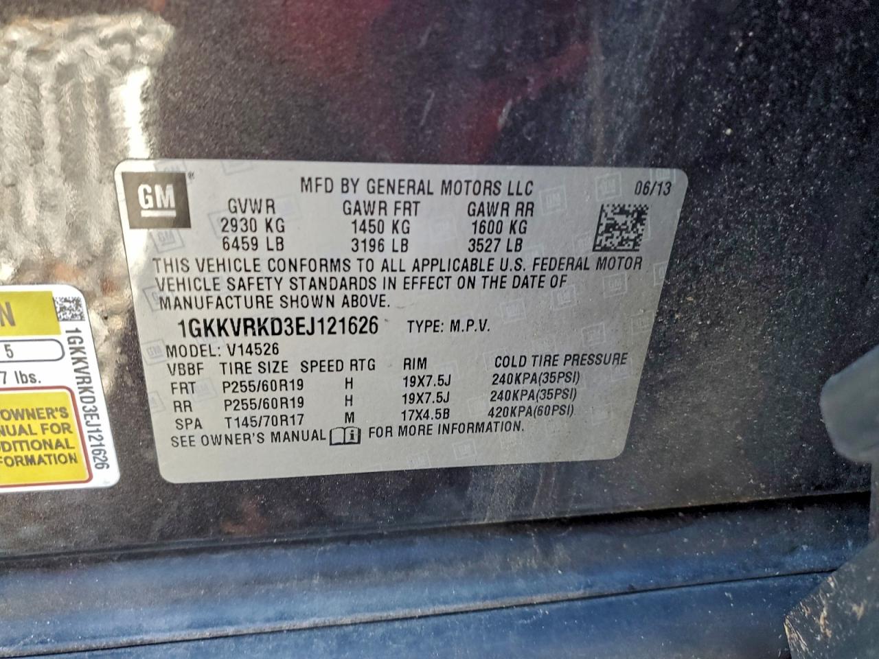 2014 GMC Acadia Slt-1 VIN: 1GKKVRKD3EJ121626 Lot: 94758005