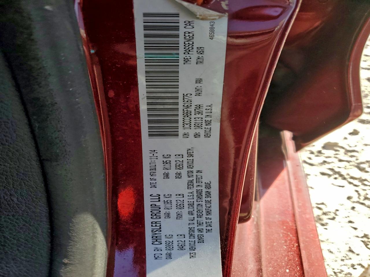 2015 Chrysler 200 Limited VIN: 1C3CCCAB6FN616775 Lot: 95389795