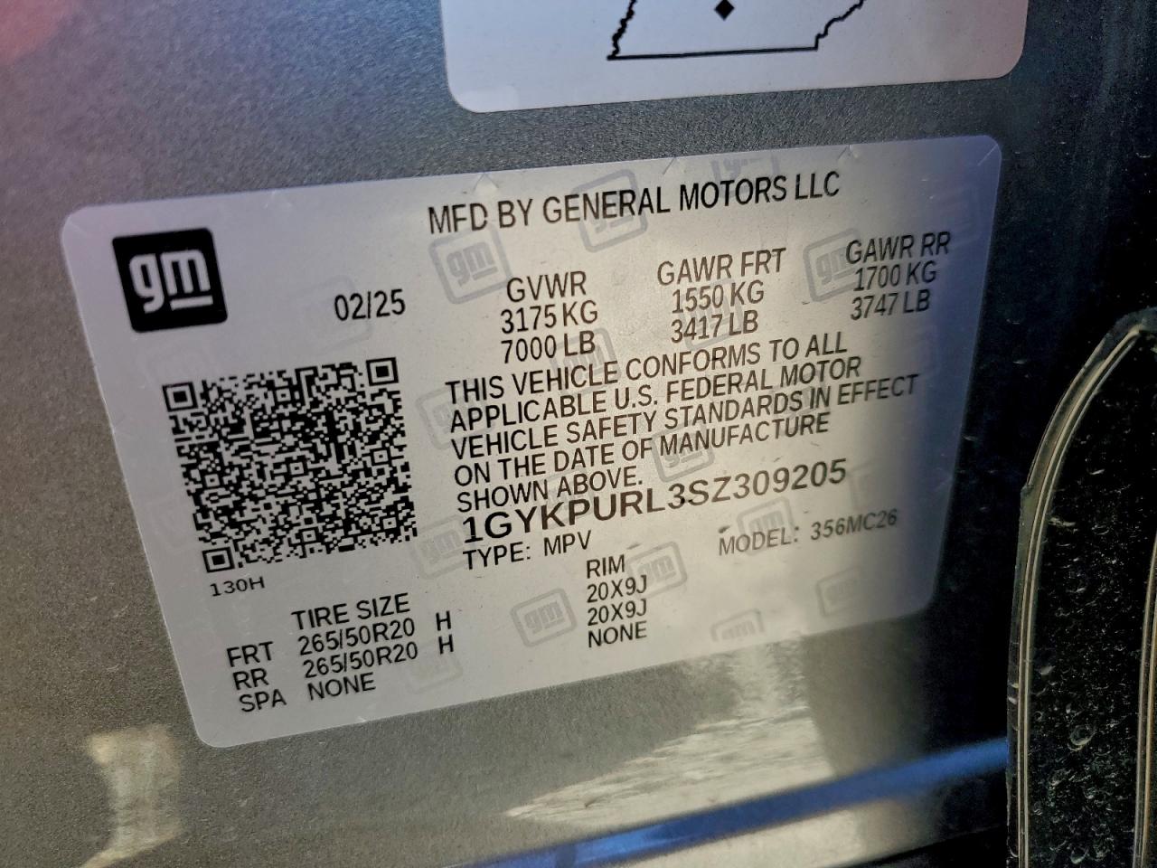 2025 Cadillac Lyriq Sport VIN: 1GYKPURL3SZ309205 Lot: 96920345