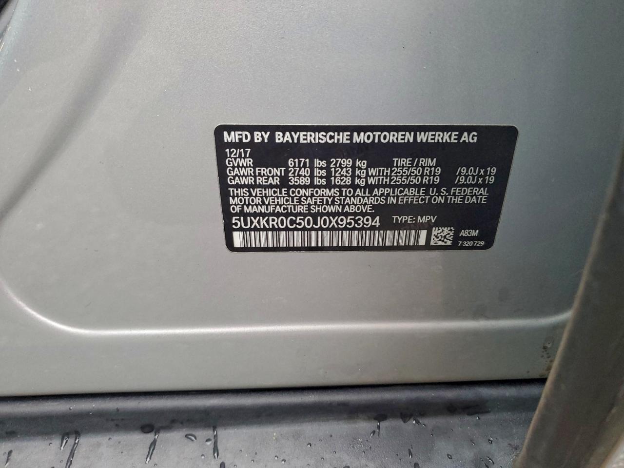 2018 BMW X5 xDrive35I VIN: 5UXKR0C50J0X95394 Lot: 95919525