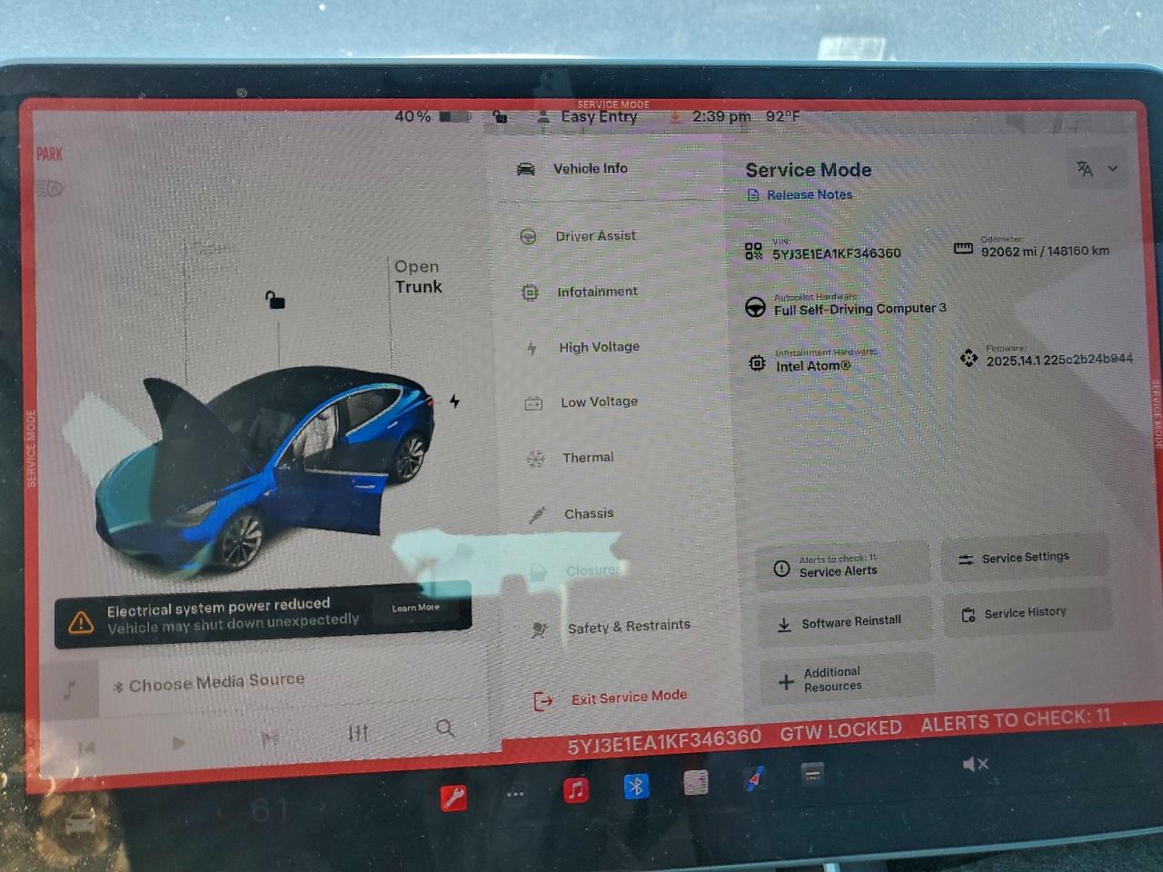 2019 Tesla Model 3 VIN: 5YJ3E1EA1KF346360 Lot: 94896125