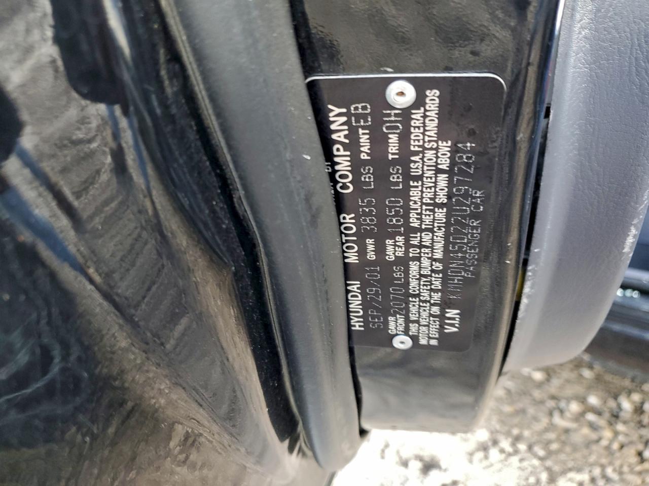 2002 Hyundai Elantra Gls VIN: KMHDN45D22U297284 Lot: 94393085