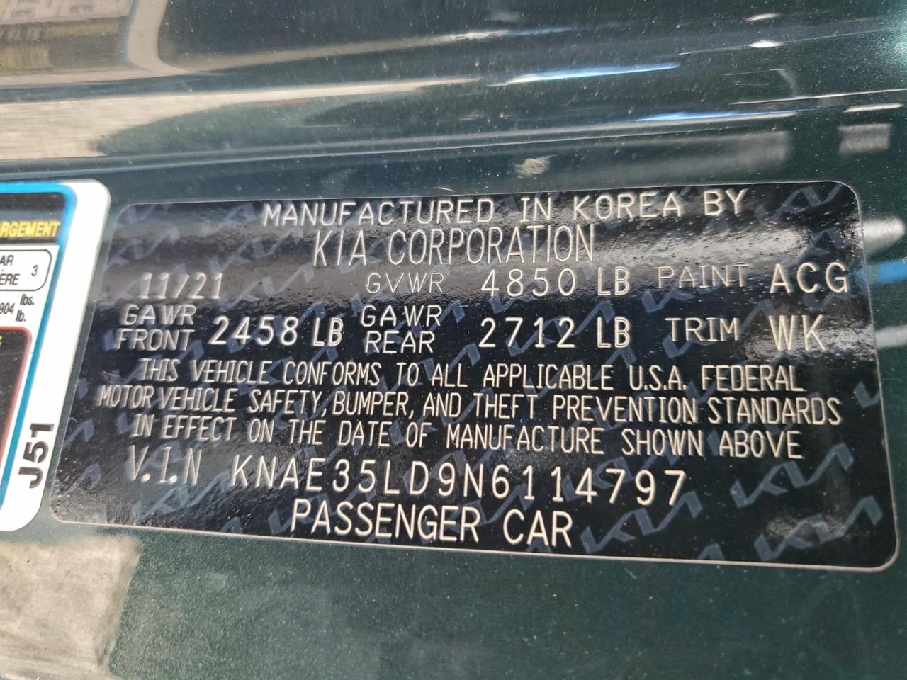 2022 Kia Stinger Gt Line VIN: KNAE35LD9N6114797 Lot: 95436465