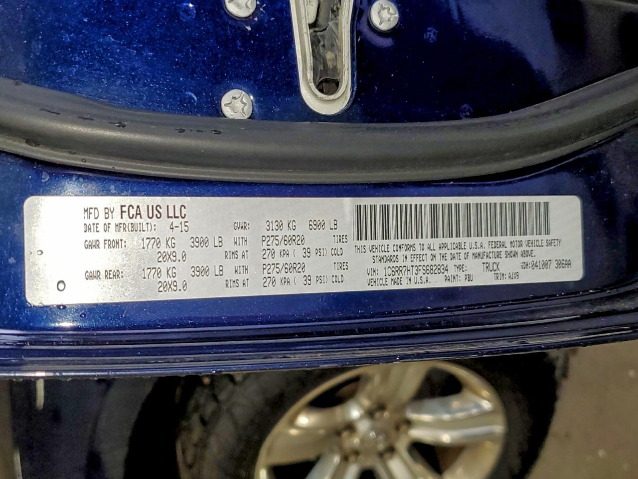 2015 Ram 1500 Sport VIN: 1C6RR7HT3FS682834 Lot: 94358595