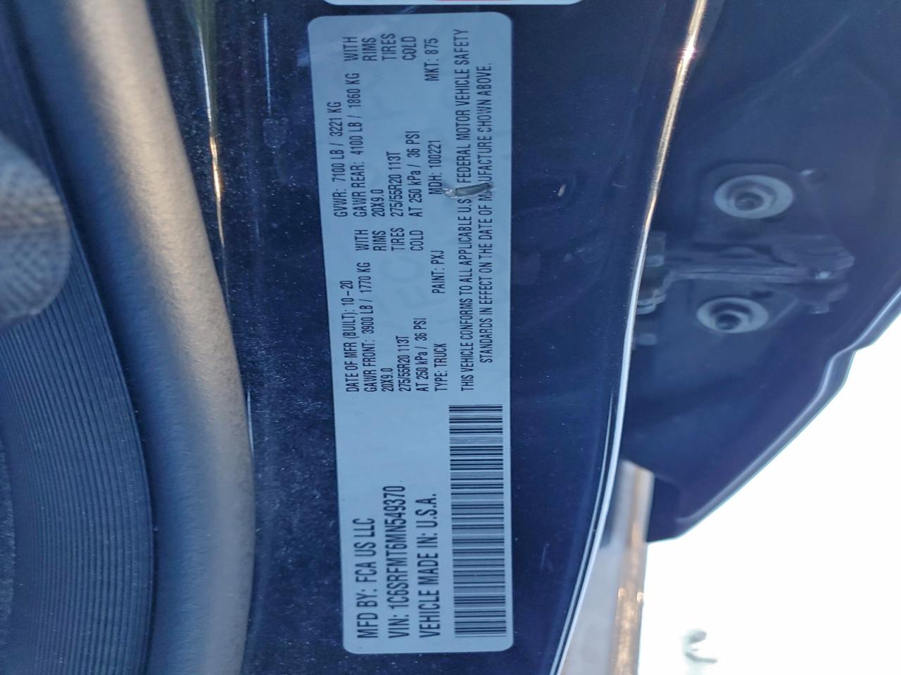 2021 Ram 1500 Big Horn/Lone Star VIN: 1C6SRFMT6MN549370 Lot: 95081355