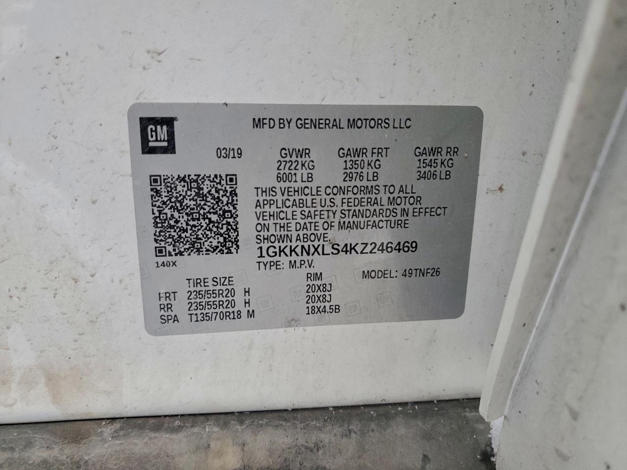 2019 GMC Acadia Denali VIN: 1GKKNXLS4KZ246469 Lot: 93856715