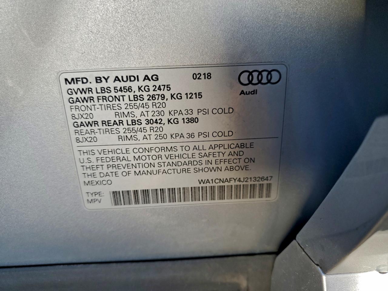 2018 Audi Q5 Prestige VIN: WA1CNAFY4J2132647 Lot: 92577685