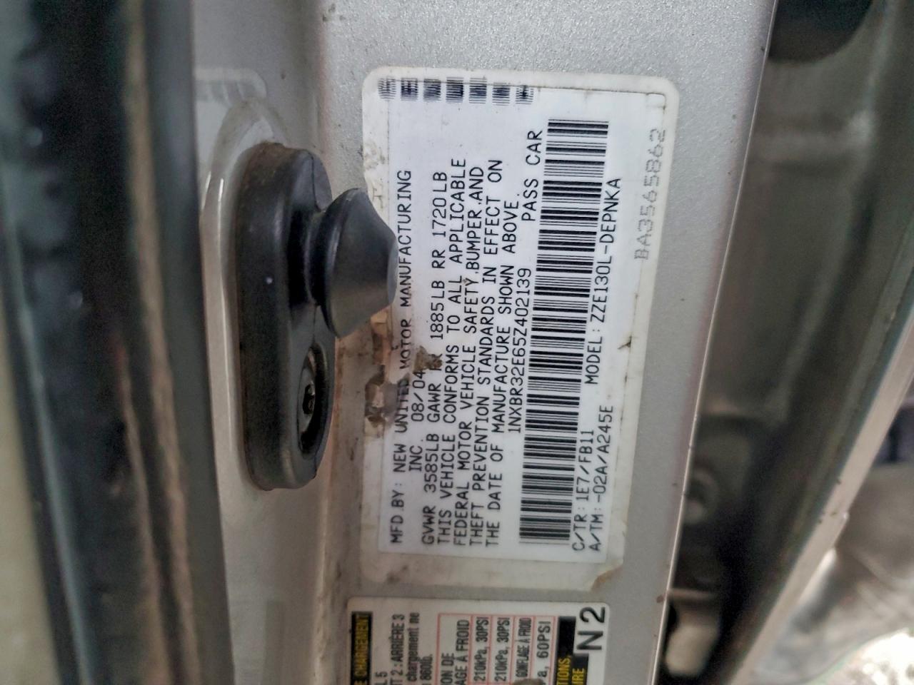 2005 Toyota Corolla Ce VIN: 1NXBR32E65Z402139 Lot: 95550385