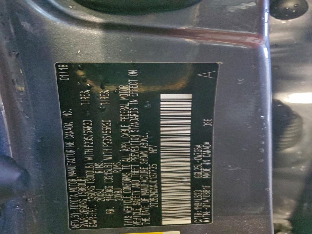 2018 Lexus Rx 350 Base VIN: 2T2BZMCAXJC137735 Lot: 95094205