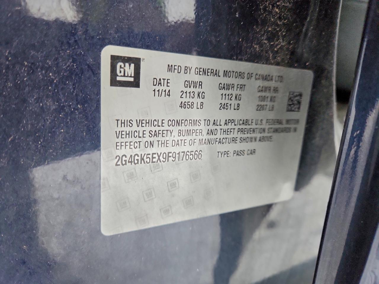 2015 Buick Regal VIN: 2G4GK5EX9F9176566 Lot: 95124935