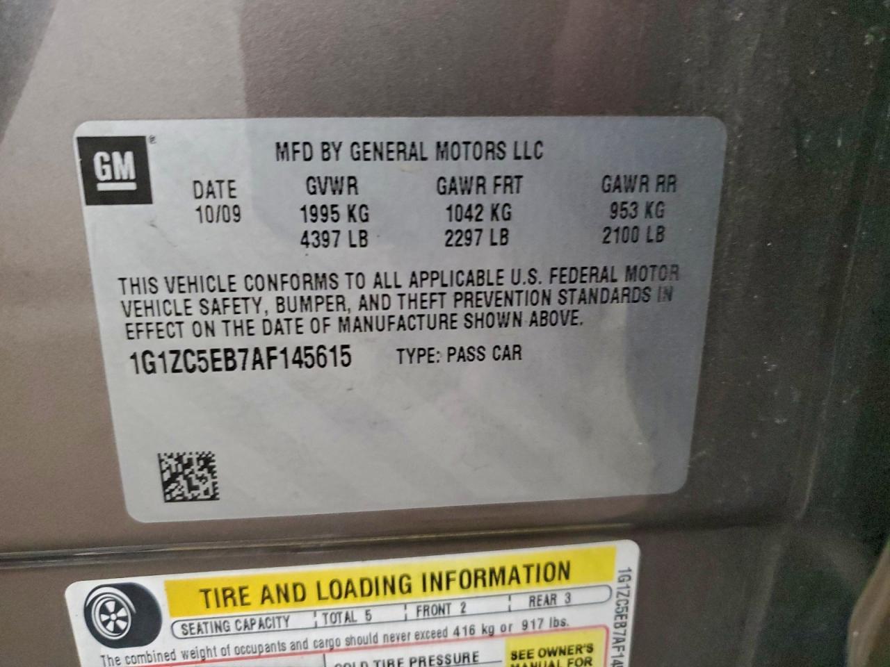 2010 Chevrolet Malibu 1Lt VIN: 1G1ZC5EB7AF145615 Lot: 94449125