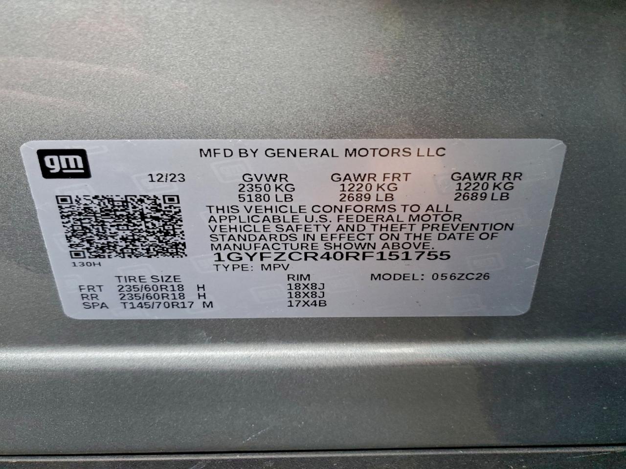 2024 Cadillac Xt4 Premium Luxury VIN: 1GYFZCR40RF151755 Lot: 95411065