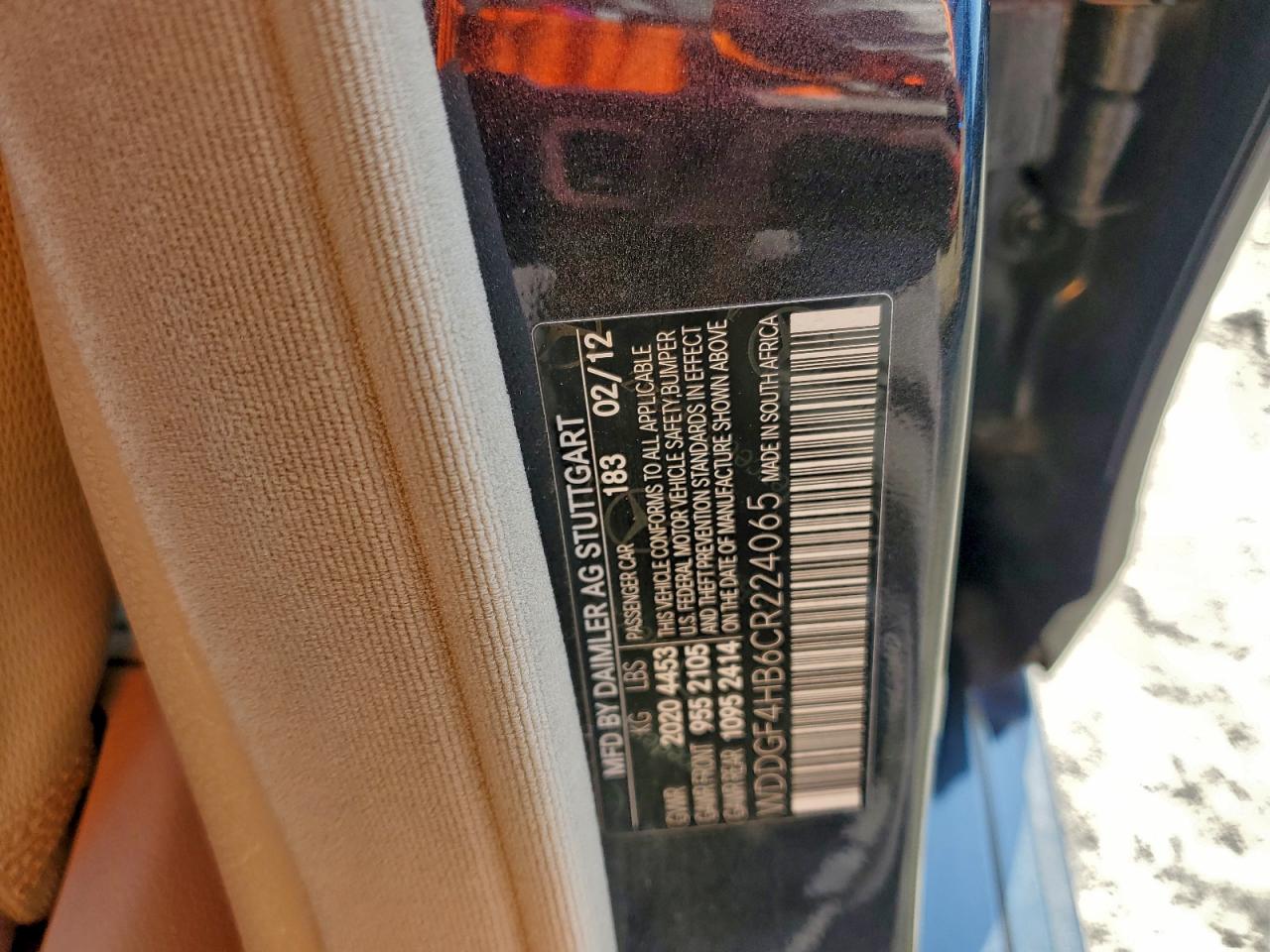 2012 Mercedes-Benz C 250 VIN: WDDGF4HB6CR224065 Lot: 94196335